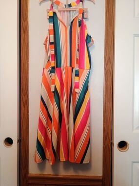 Striped Halter Summer Dress in Multicolor